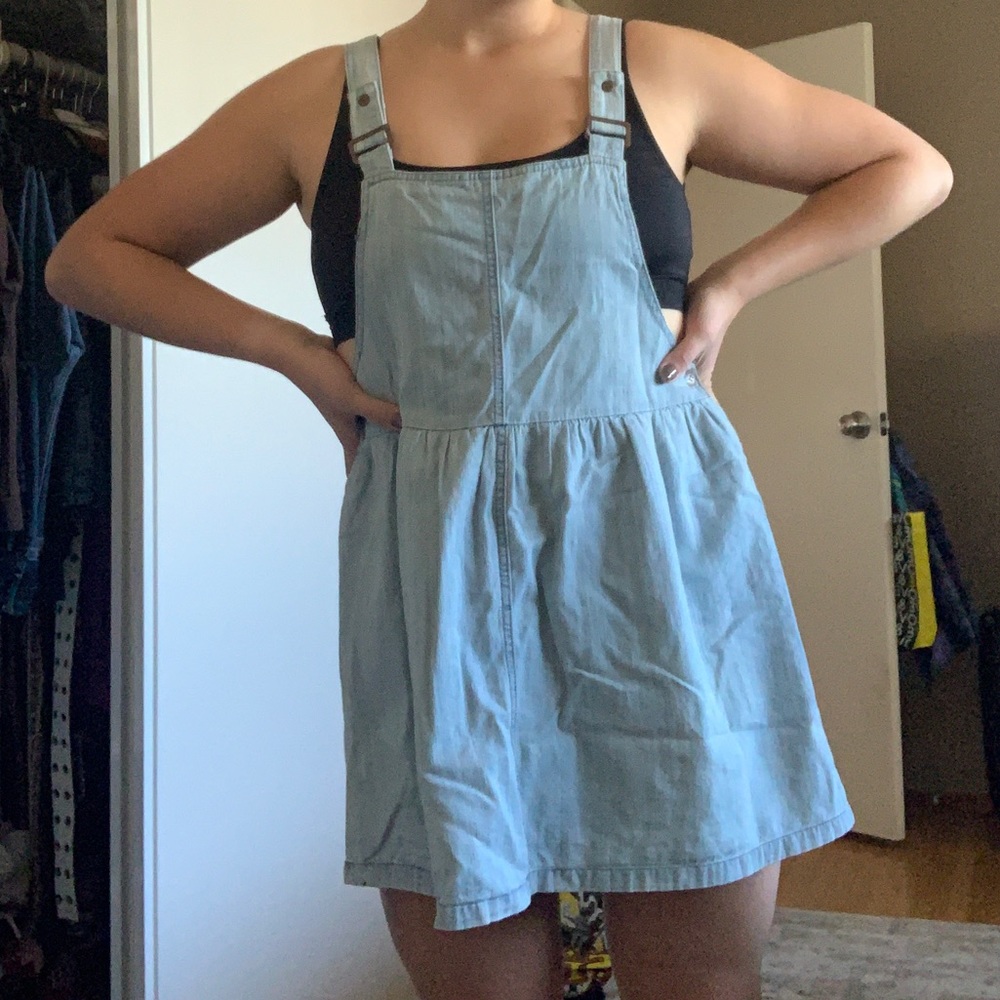 Light Blue Overall Dress